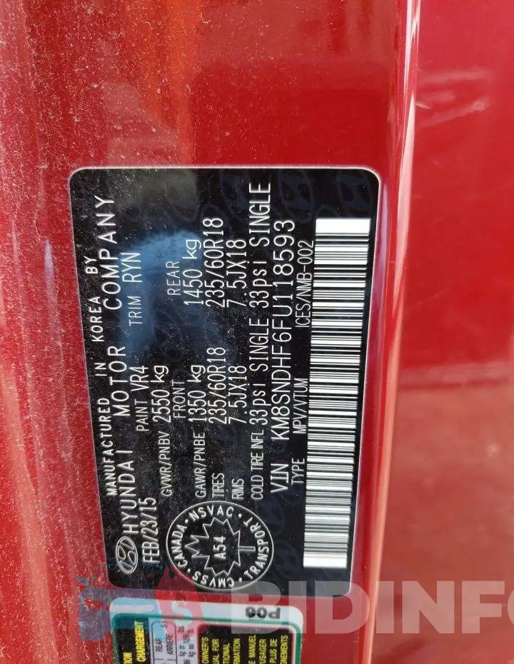 KM8SNDHF6FU118593 Photo# 13