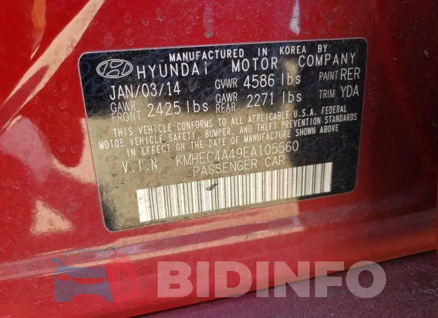 KMHEC4A49EA105560 Photo# 13