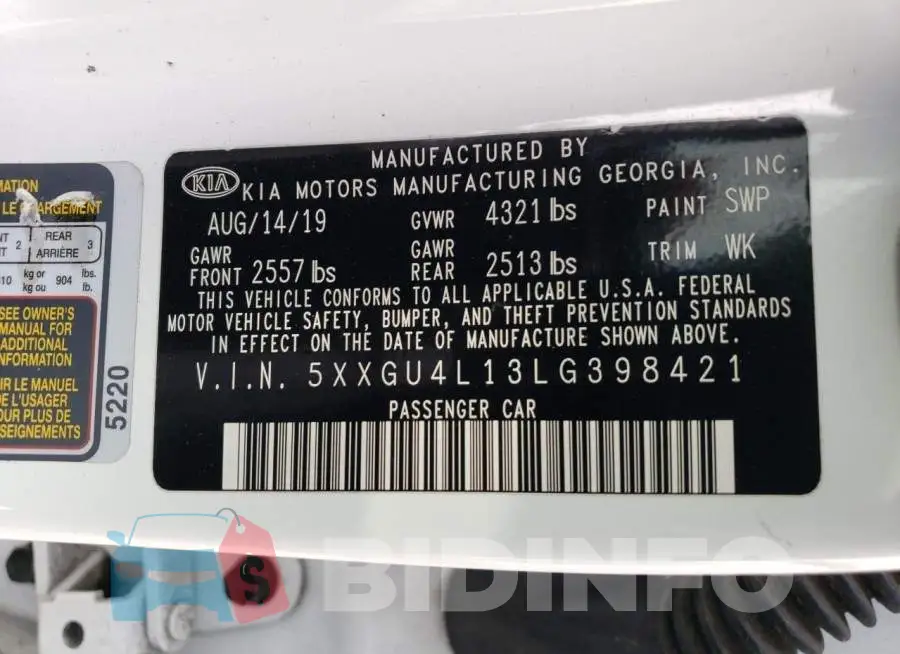 5XXGU4L13LG398421 Photo# 12