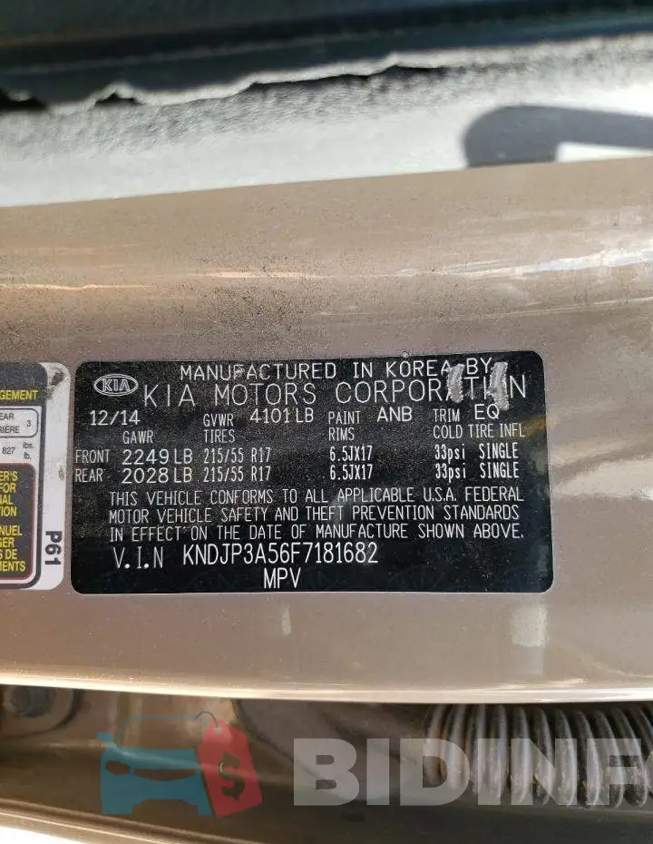 KNDJP3A56F7181682 Photo# 12