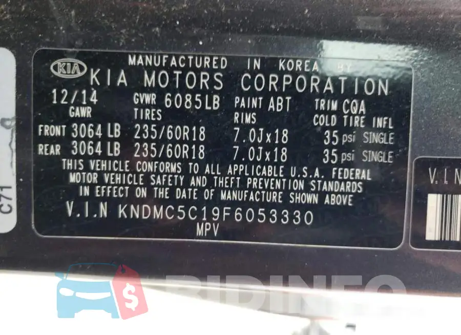 KNDMC5C19F6053330 Photo# 13