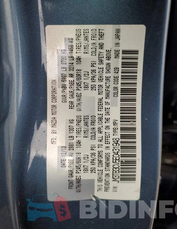 JM3TB3CV5E0431948 Photo# 13