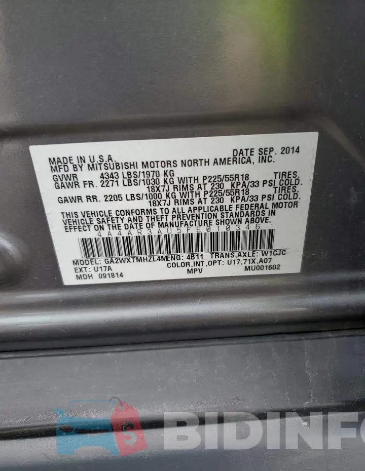 4A4AR3AU5FE010346 Photo# 13