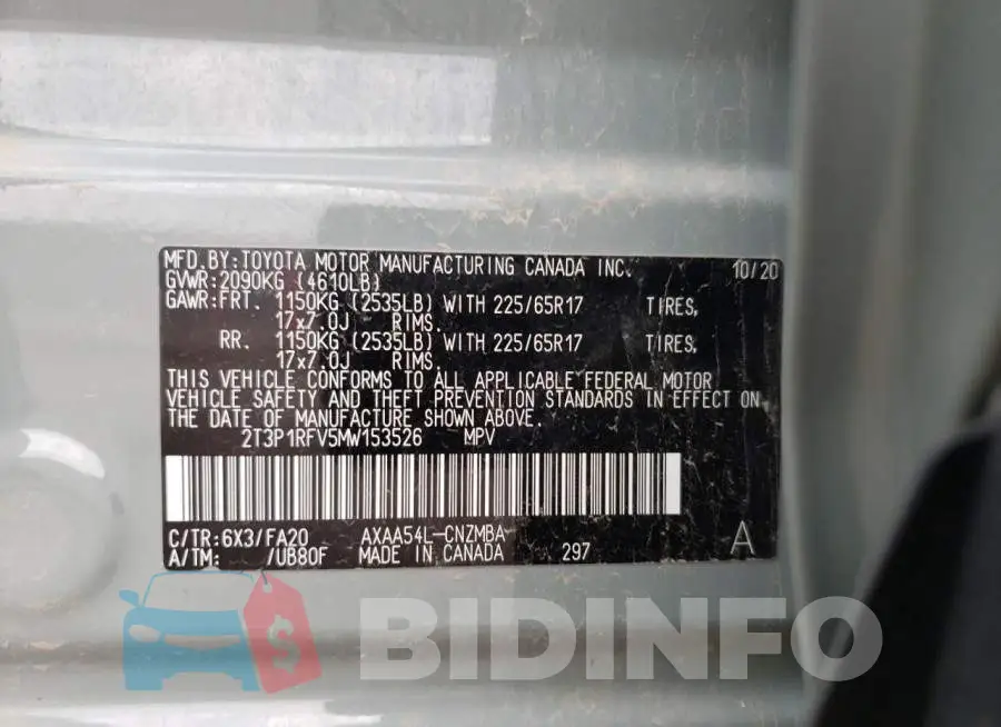 2T3P1RFV5MW153526 Photo# 13