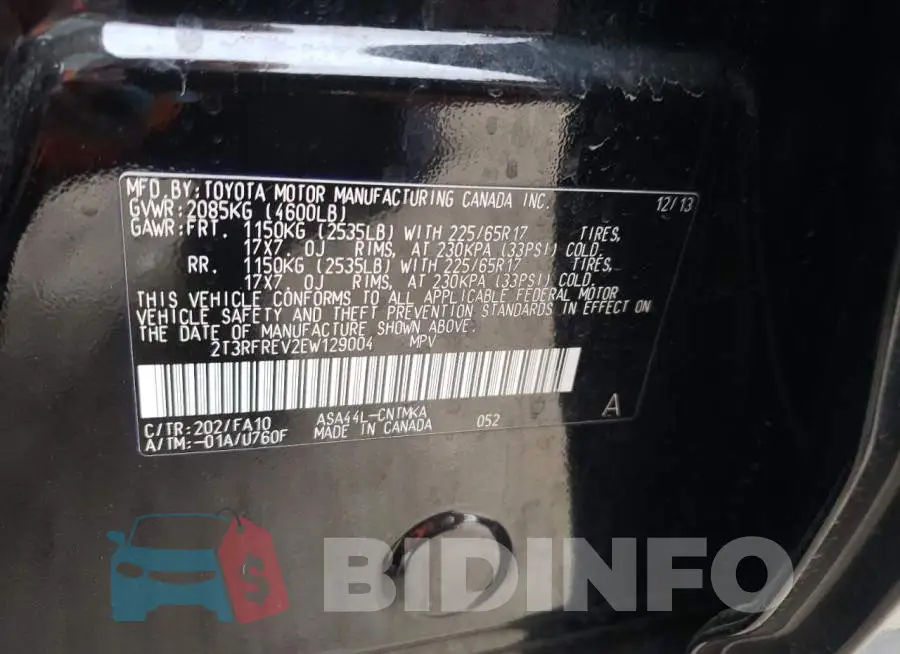 2T3RFREV2EW129004 Photo# 13