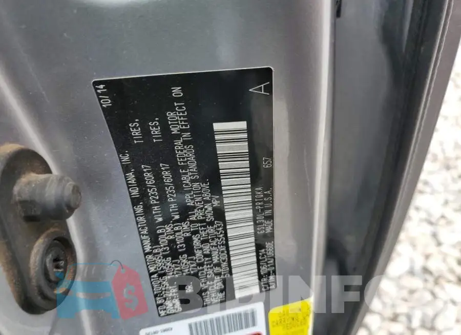5TDYK3DCXFS545437 Photo# 13