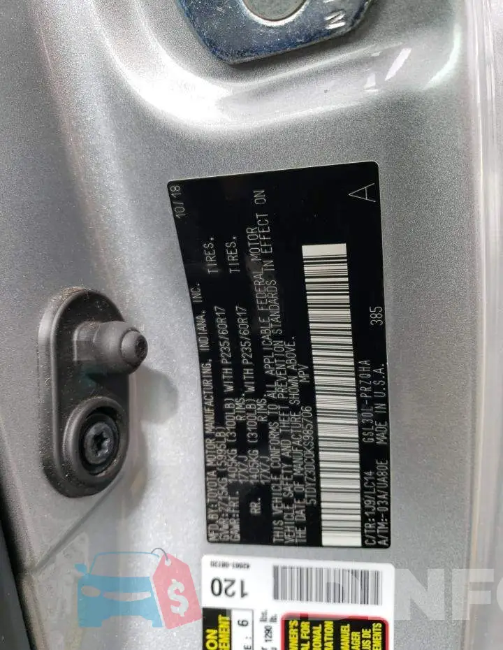 5TDYZ3DC0KS985706 Photo# 12