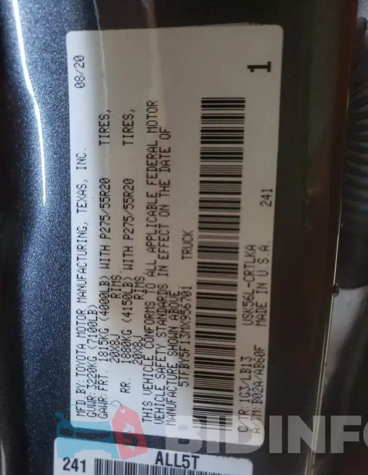 5TFBY5F13MX956701 Photo# 12