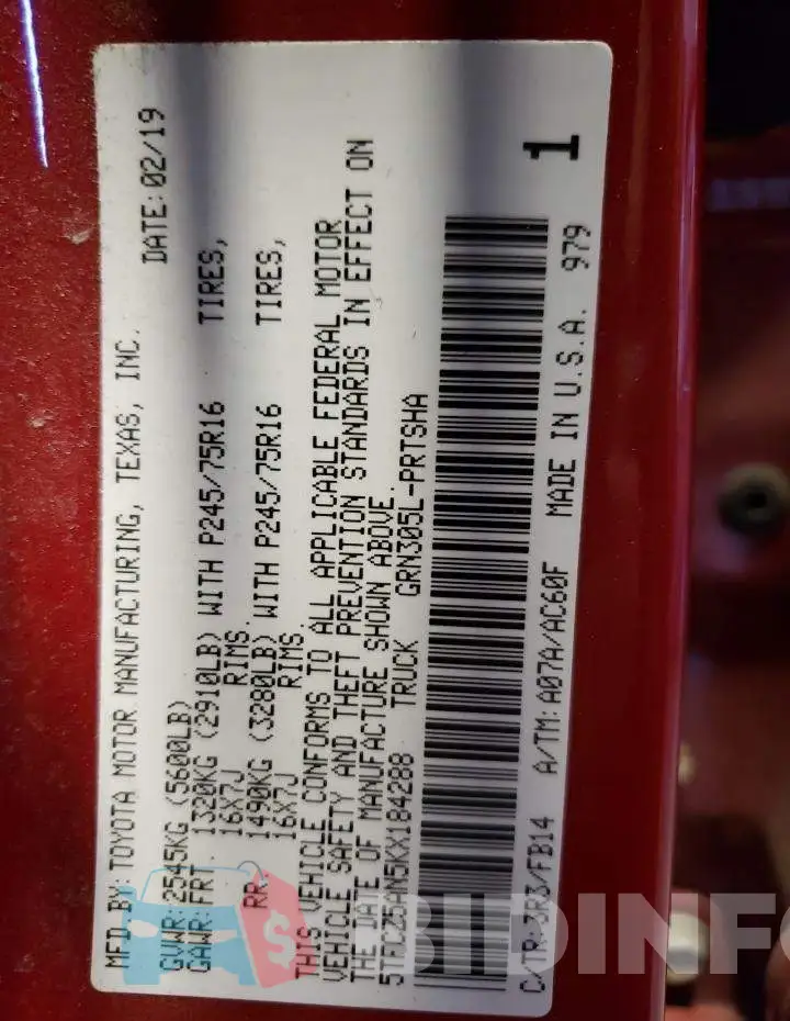 5TFCZ5AN5KX184288 Photo# 10