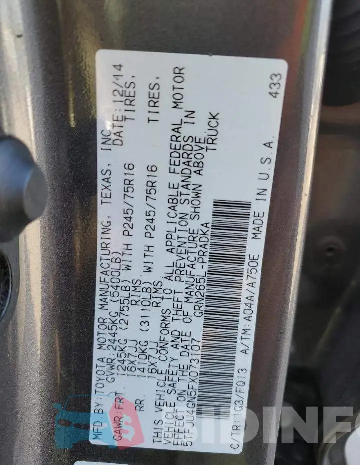 5TFJU4GN5FX073107 Photo# 12
