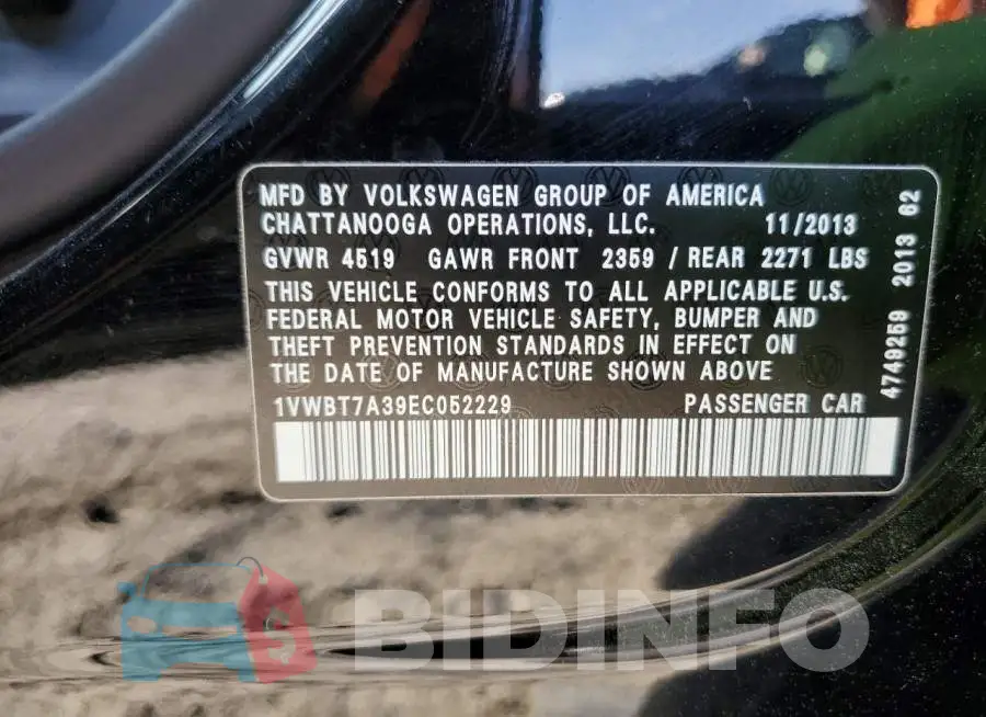 1VWBT7A39EC052229 Photo# 12