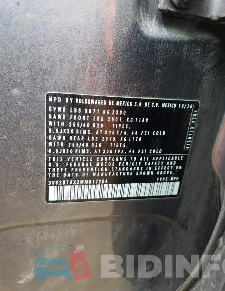 3VV2B7AX2MM017264 Photo# 12
