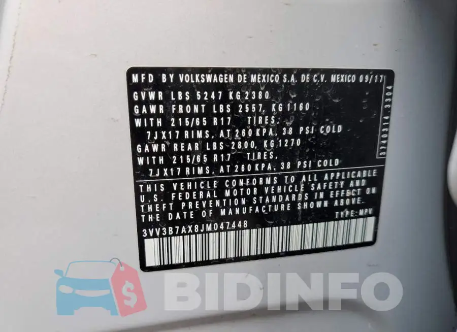 3VV3B7AX8JM047448 Photo# 14