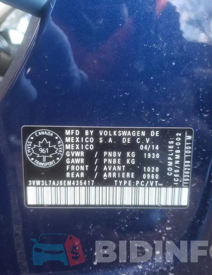 3VW3L7AJ6EM435417 Photo# 13
