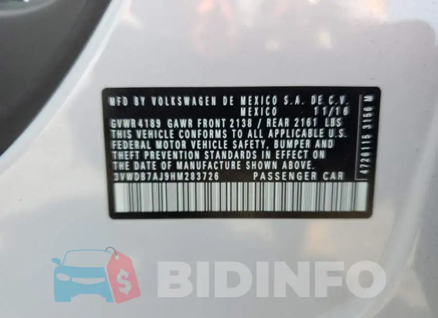 3VWDB7AJ9HM283726 Photo# 12