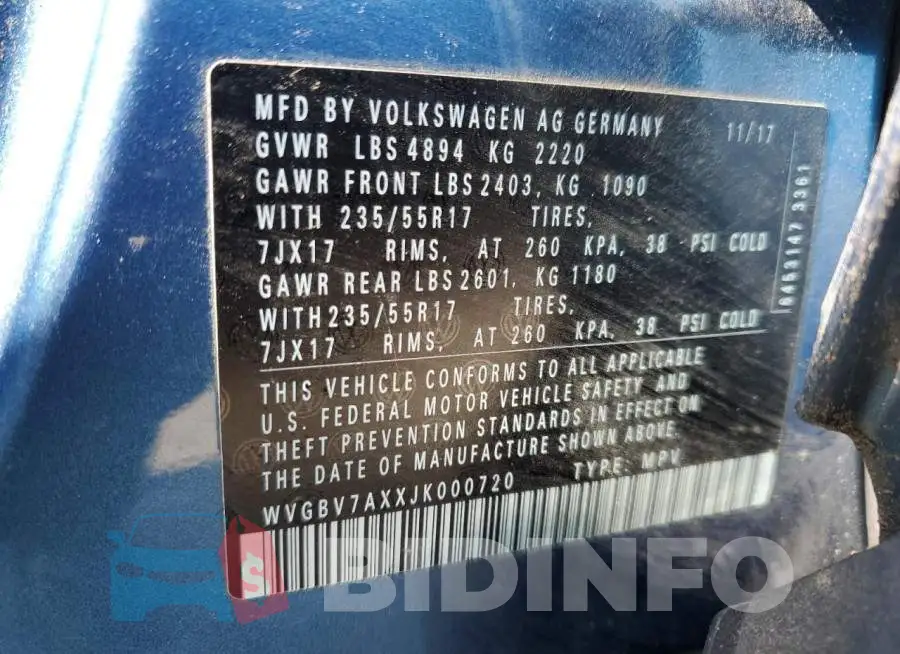 WVGBV7AXXJK000720 Photo# 13