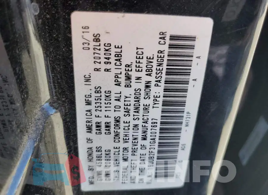 19UUB2F31GA007697 Photo# 12