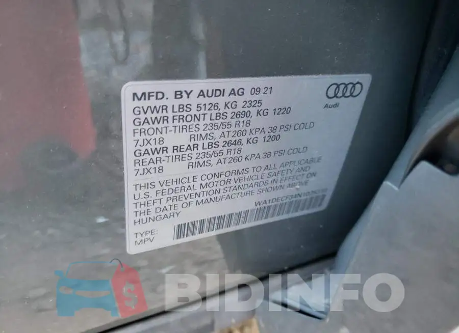 WA1DECF34N1025310 Photo# 14