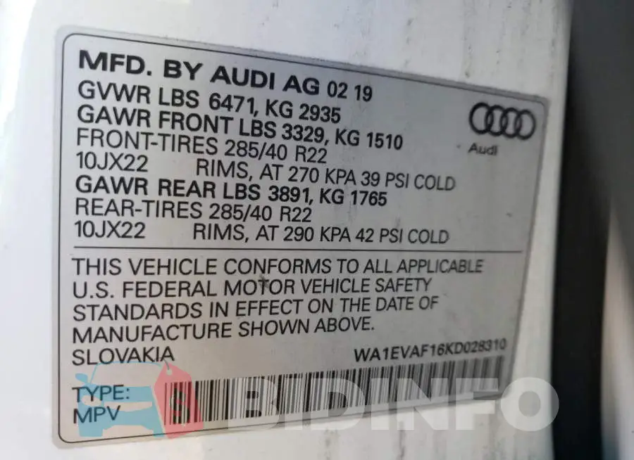 WA1EVAF16KD028310 Photo# 13
