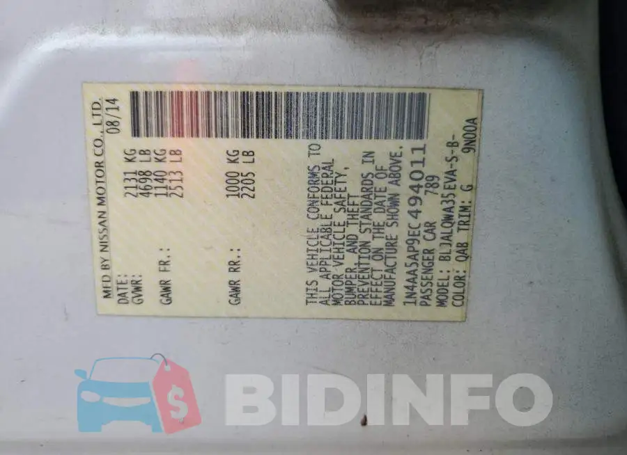 1N4AA5AP9EC494011 Photo# 12
