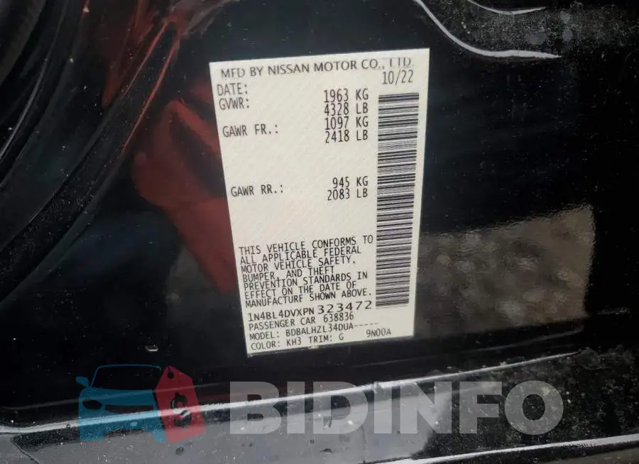 1N4BL4DVXPN323472 Photo# 12
