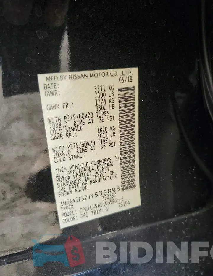 1N6AA1E52JN535893 Photo# 12