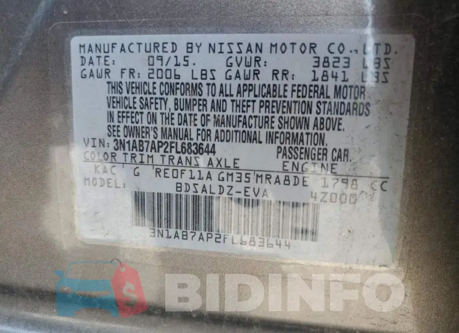 3N1AB7AP2FL683644 Photo# 12