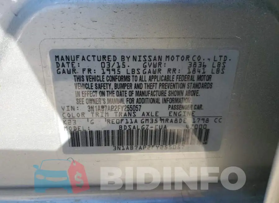 3N1AB7AP2FY255057 Photo# 12