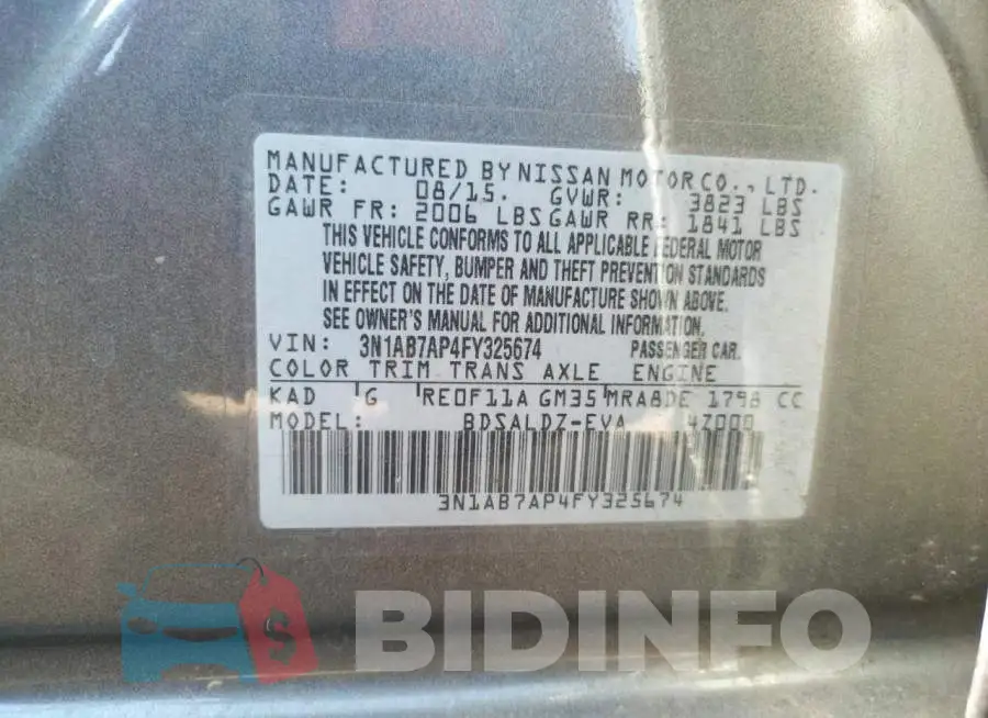 3N1AB7AP4FY325674 Photo# 12
