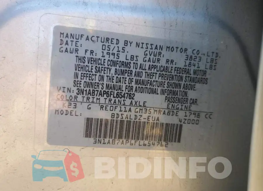 3N1AB7AP6FL654762 Photo# 12