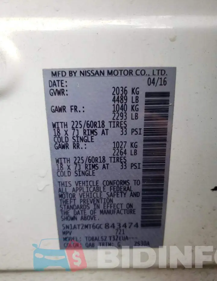5N1AT2MT6GC843474 Photo# 13
