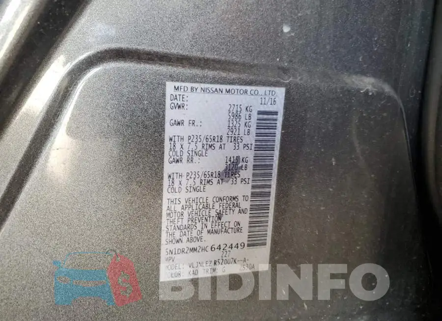 5N1DR2MM2HC642449 Photo# 12