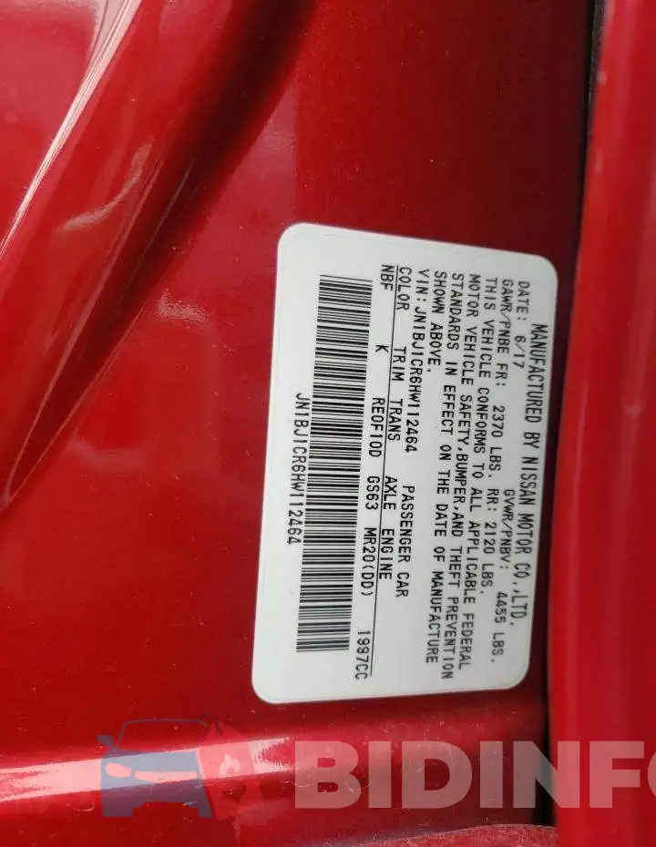 JN1BJ1CR6HW112464 Photo# 14