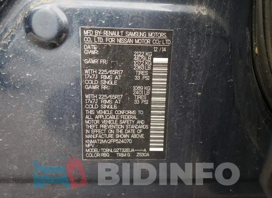KNMAT2MV2FP524070 Photo# 13