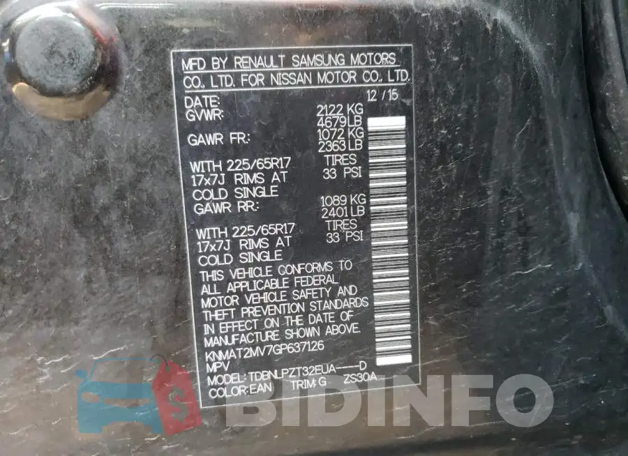 KNMAT2MV7GP637126 Photo# 13