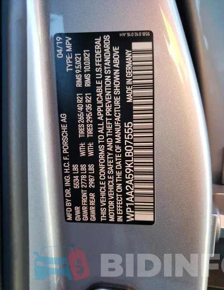 WP1AA2A59KLB07555 Photo# 13