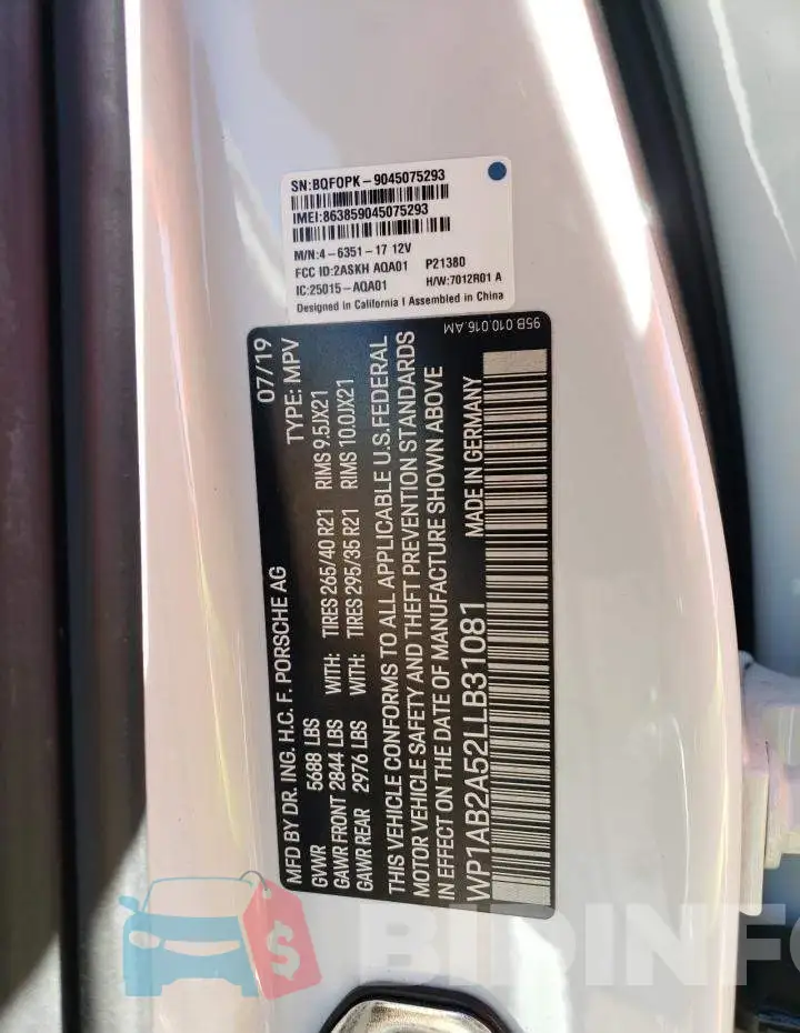 WP1AB2A52LLB31081 Photo# 14