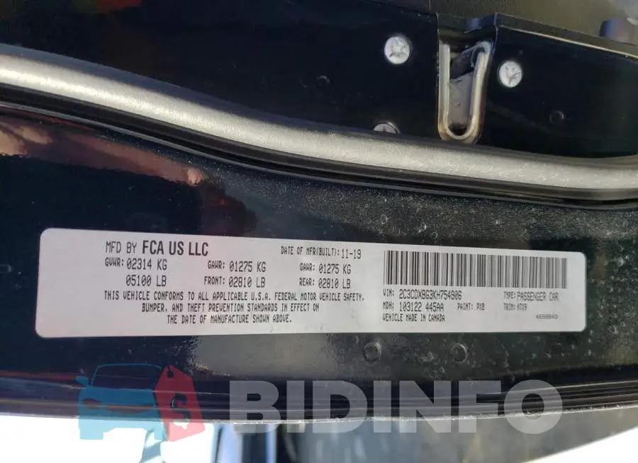 2C3CDXBG3KH754906 Photo# 13