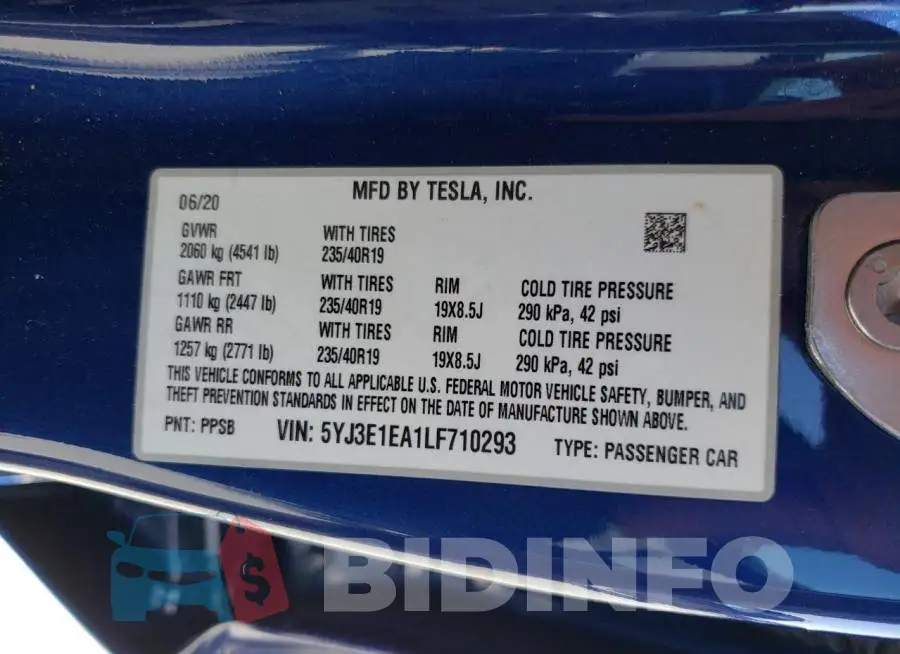 5YJ3E1EA1LF710293 Photo# 12