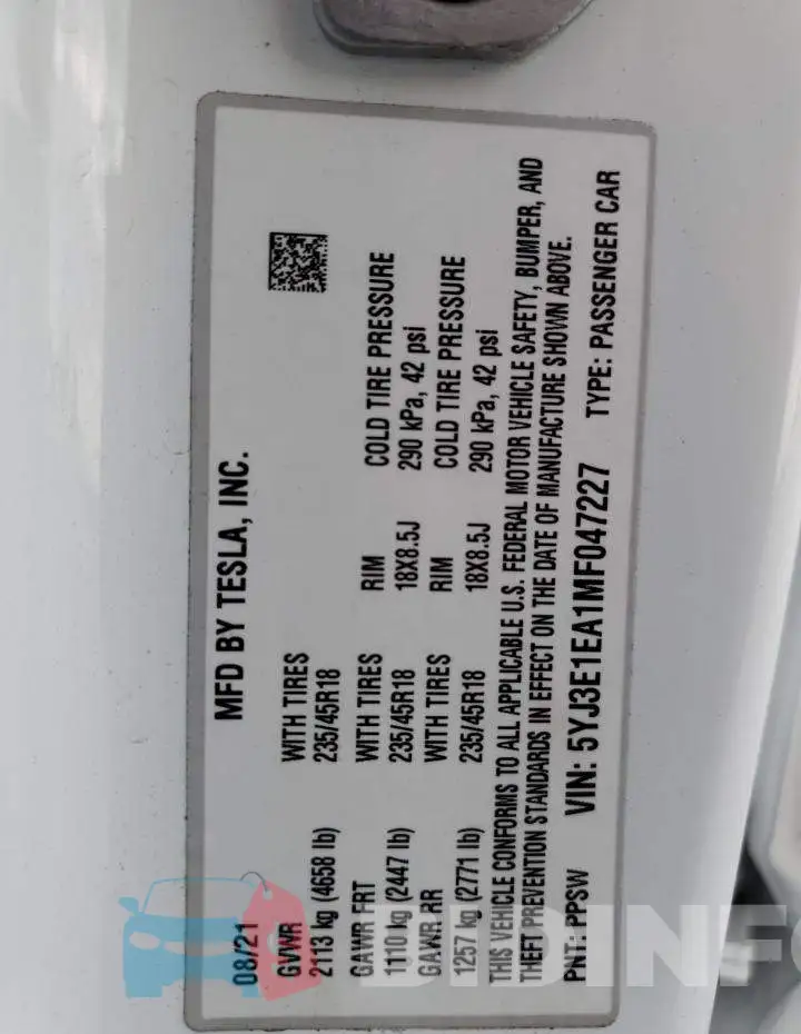 5YJ3E1EA1MF047227 Photo# 12