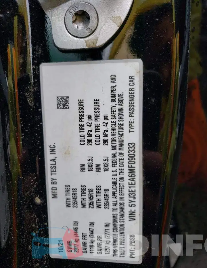 5YJ3E1EA6MF090333 Photo# 12