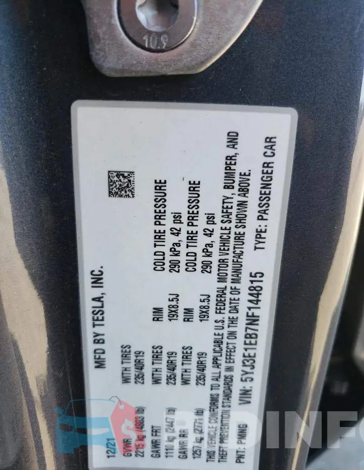 5YJ3E1EB7NF144815 Photo# 10
