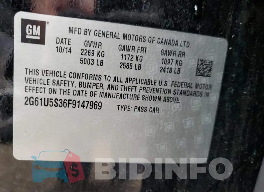 2G61U5S36F9147969 Photo# 13
