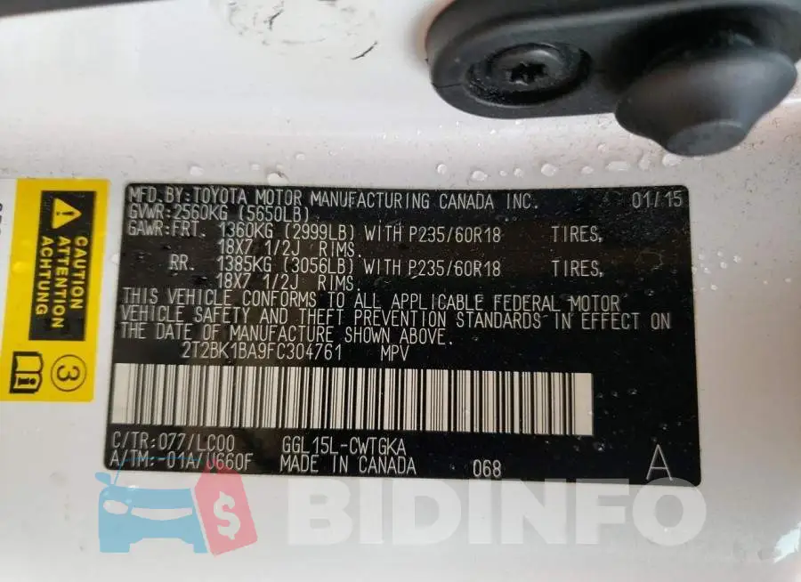 2T2BK1BA9FC304761 Photo# 13