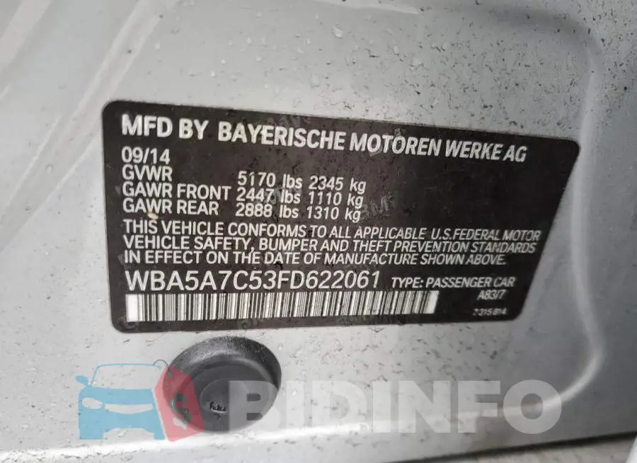 WBA5A7C53FD622061 Photo# 12