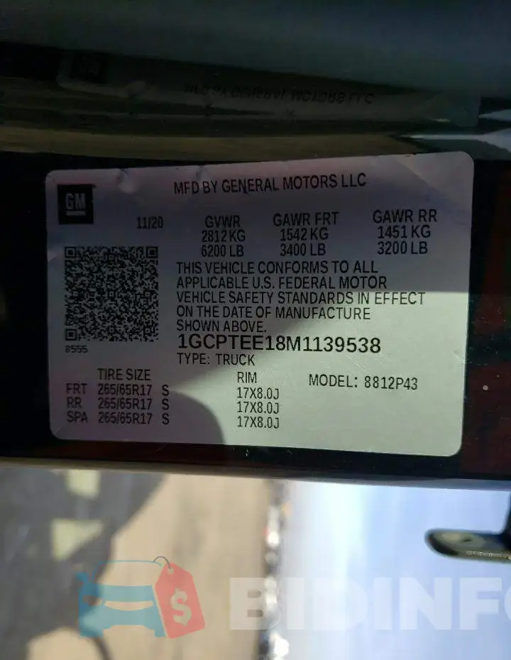 1GCPTEE18M1139538 Photo# 12