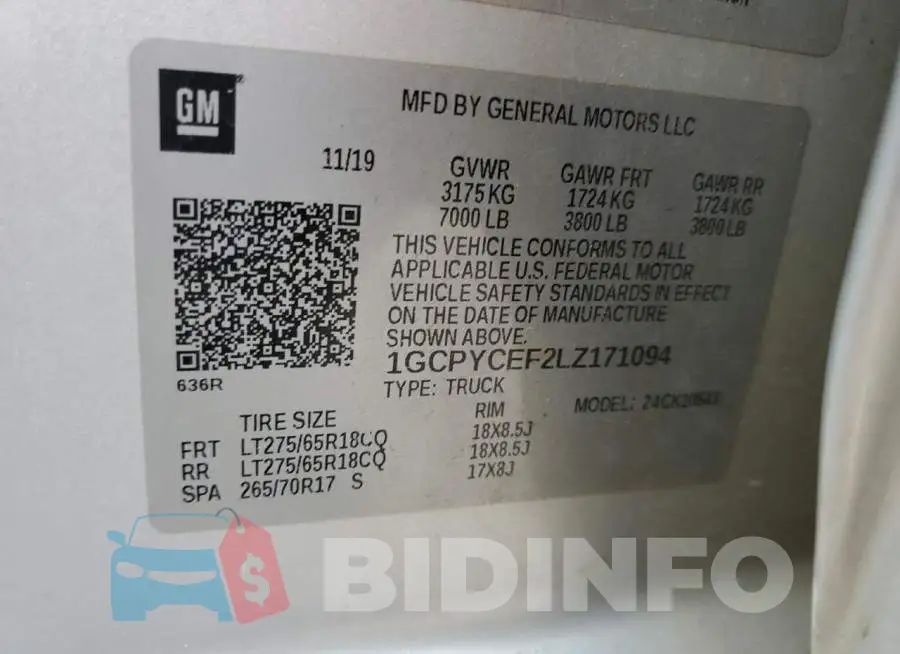 1GCPYCEF2LZ171094 Photo# 12