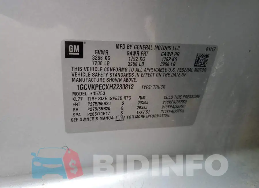 1GCVKPECXHZ230812 Photo# 12