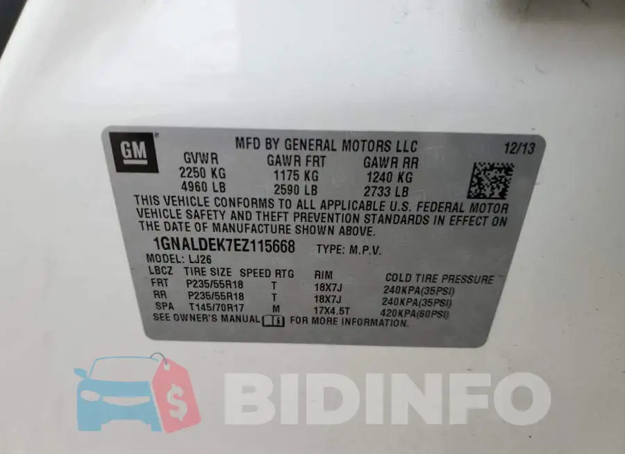 1GNALDEK7EZ115668 Photo# 13