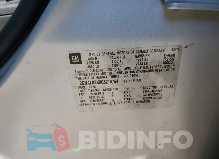 2GNALBEK8G6216754 Photo# 12